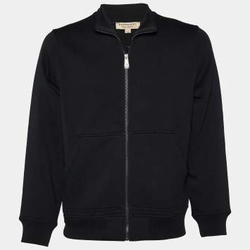 Pre Owned Burberry Black Cotton Knit Zip Front Jacket M