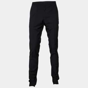 Pre Owned Burberry Black Virgin Wool Tapered leg Trousers M