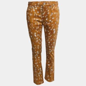 Pre Owned Burberry Brown Printed Denim Jeans S Waist 31"