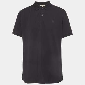 Pre Owned Burberry Black Cotton Short Sleeve Polo T-Shirt XXL