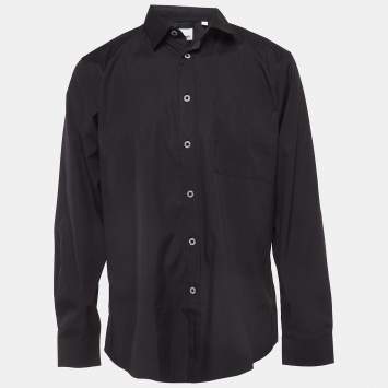 Pre Owned Burberry Black Cotton Long Sleeve Button Front Shirt XL