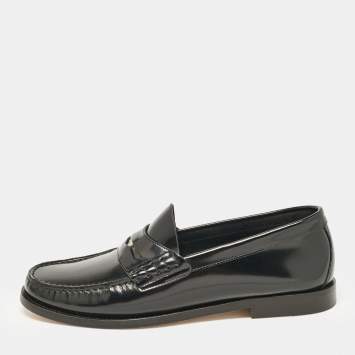 Pre Owned Burberry Black Brushed Leather Rupert Loafers Size 40