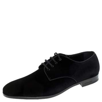 Pre Owned Burberry Black Velvet Menning Derby Size 42.5