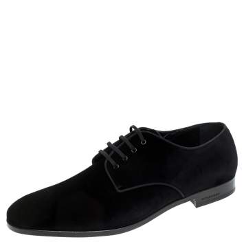 Pre Owned Burberry Black Velvet Menning Derby Size 43.5