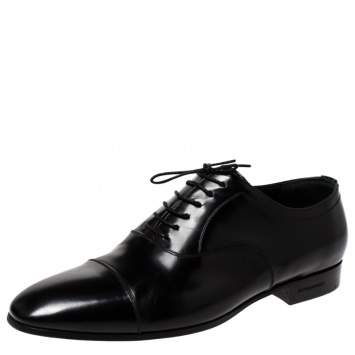 Pre Owned Burberry Black Leather Millstead Lace Up Oxfords Size 43