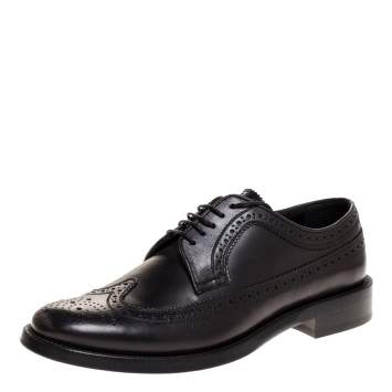 Pre Owned Burberry Black Brogue Leather Aleighton Lace Up Derby Size 40.5