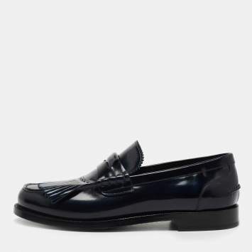 Pre Owned Burberry Two Tone Leather Bedmoore Fringe Loafers Size 44