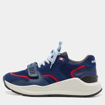 Pre Owned Burberry Blue Suede Ramsey Low Top Sneakers Size 45