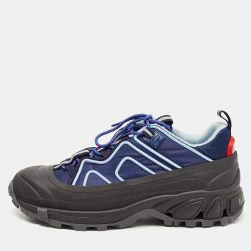 Pre Owned Burberry Navy Blue/Black Nylon and Rubber Arthur Low Top Sneakers Size 44