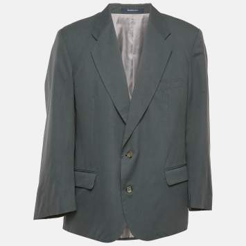 Pre Owned Burberry Prorsum Dark Grey Gabardine Single Breasted Blazer XXXL