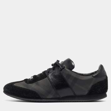 Pre Owned Burberry Prorsum Black Suede And Leather Slip On Sneakers Size 42