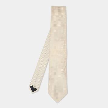 Pre Owned Burberry Yellow/Grey Micro Diamond Motif Silk Tie