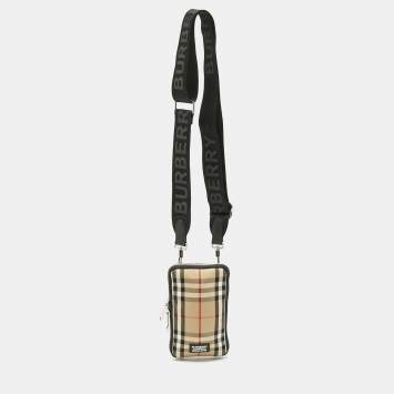 Pre Owned Burberry Beige Vintage Check Canvas Phone Case