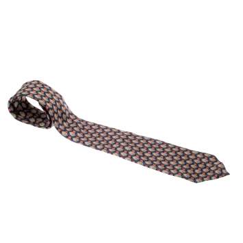 Pre Owned Burberry Vintage Multicolor Nova Check and Floral Pattern Silk Tie 