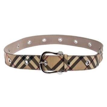 Pre Owned Burberry Beige Nova Check Coated Canvas Buckle Belt 100CM