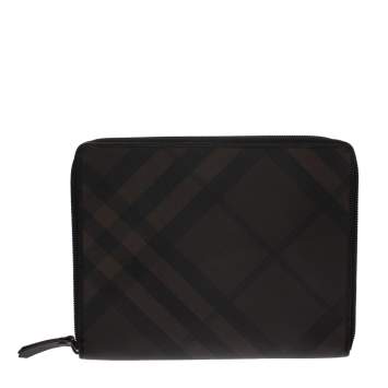 Pre Owned Burberry Brown Smoked Check Coated Canvas and Leather Tablet iPad 2 Case   