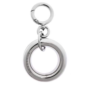 Pre Owned Burberry Palladium Plated Leather Detail Grommet Key Charm
