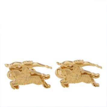 Pre Owned  Burberry Equestrian Knight Gold Tone Cufflinks 