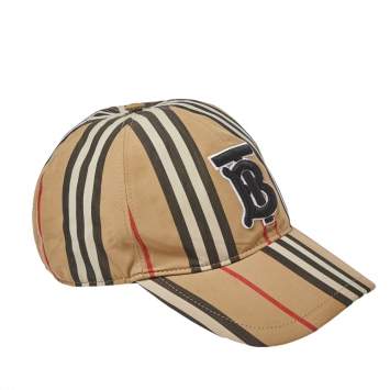 Pre Owned Burberry Beige Striped Cotton Baseball Cap L
