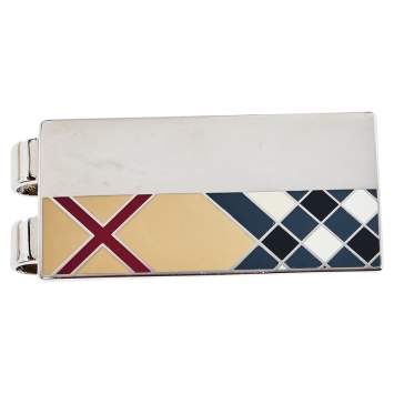 Pre Owned Burberry Nova Check Silver Tone Money Clip