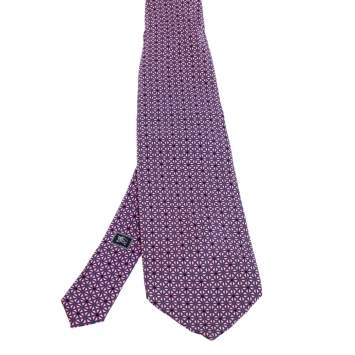 Pre Owned Burberry Pink & Navy Blue Patterned Silk Tie