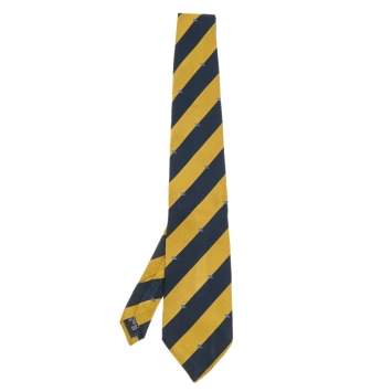 Pre Owned Burberry Two Tone Diagonal Striped Silk Tie