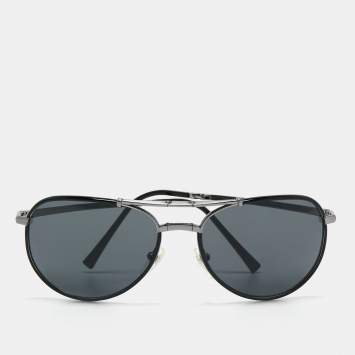 Pre Owned Burberry Gunmetal Tone/Dark Grey B 3091-J Folding Pilot Sunglasses
