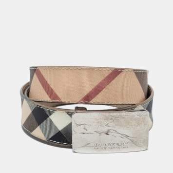 Pre Owned Burberry Beige Nova Check Coated Canvas Buckle Belt 100CM