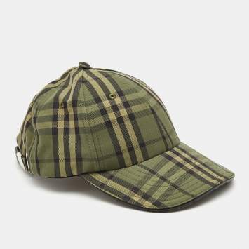 Pre Owned Burberry Green Check Canvas Baseball Cap S