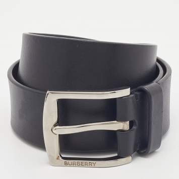 Pre Owned Burberry Black Leather Buckle Belt 90CM