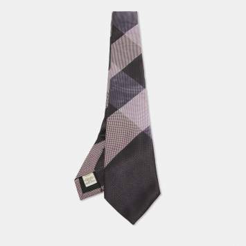 Pre Owned Burberry Pink/Purple Giant Checked Silk Tie
