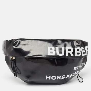 Pre Owned Buberry Black Coated Fabric XL Sonny Belt Sling Bag