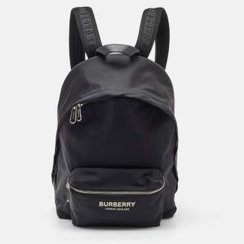 Pre Owned Burberry Black Nylon and Leather Backpack