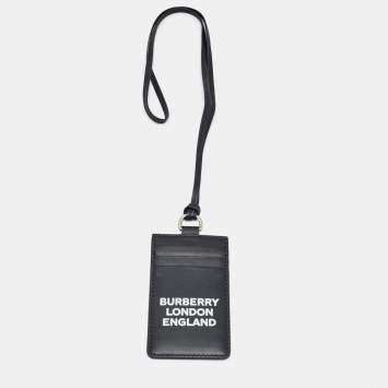 Pre Owned Burberry Black Leather Elmer Lanyard Card Holder