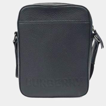 Pre Owned Burberry Black Leather Crossbody Bag