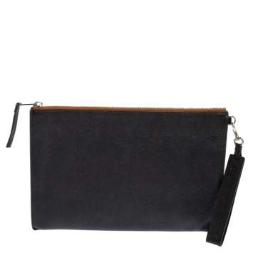 Pre Owned Burberry Black Leather Edin Zip Pouch