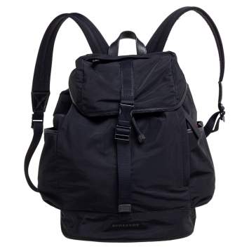 Pre Owned Burberry Black Nylon Drawstring Backpack