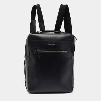 Pre Owned Burberry Black Leather Westport Square Backpack