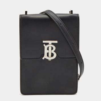 Pre Owned Burberry Black Leather Robin Crossbody Bag