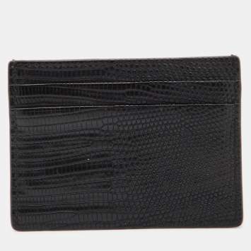 Pre Owned Burberry Black Lizard Card Holder