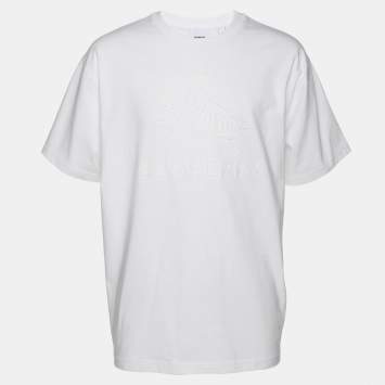 Pre Owned Burberry White Cotton Logo T-Shirt M