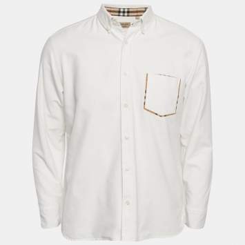 Pre Owned Burberry White Cotton Button Down Shirt L