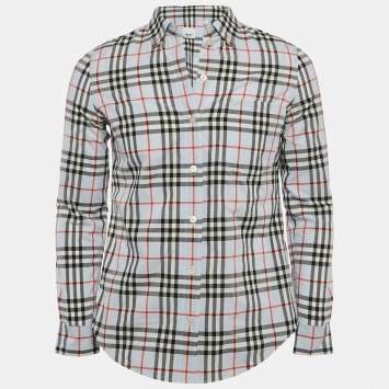 Burberry Blue Vintage Check Cotton Button-Down Shirt S