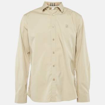 Pre Owned Burberry Beige Stretch Poplin Long Sleeve Shirt XL