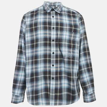 Burberry Blue Check Cotton Button-Down Shirt XXXL