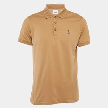 Pre Owned Burberry Beige Cotton Pique Polo T-Shirt L