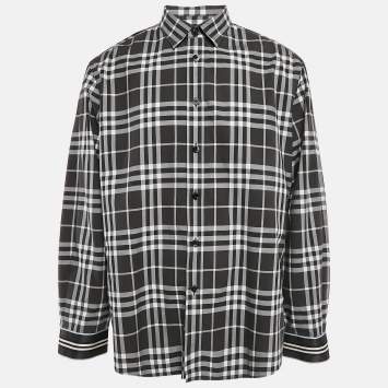 Pre Owned Burberry Black Check Cotton Long Sleeve Shirt XXXL