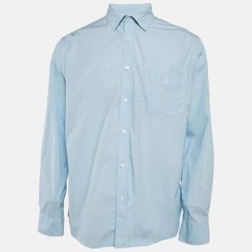 Pre Owned Burberry Blue Cotton Button Front Shirt XL