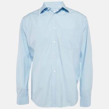 Burberry Blue Cotton Button Front Shirt XL