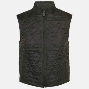 Pre Owned Burberry Black Synthetic Diamond Quilted Vest S